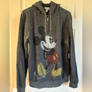 Disney Parks Authentic Dark Heather Gray Mickey Mouse Hoodie Adult Size Medium